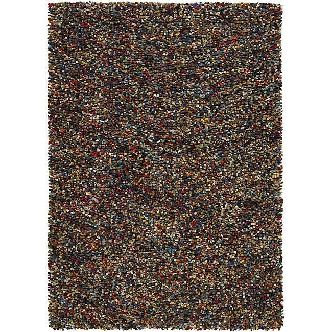 Hand-woven Geminine New Zealand Wool Shag Rug (9' x 13') - multi