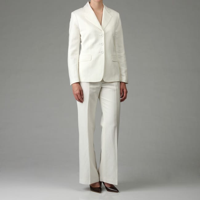 John Meyer Women's Ivory Linen Blend Pant Suit - Free Shipping On ...