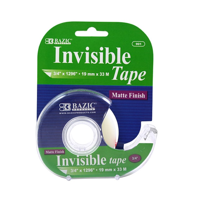 Bazic Invisible Tape With Dispenser (Case of 144)