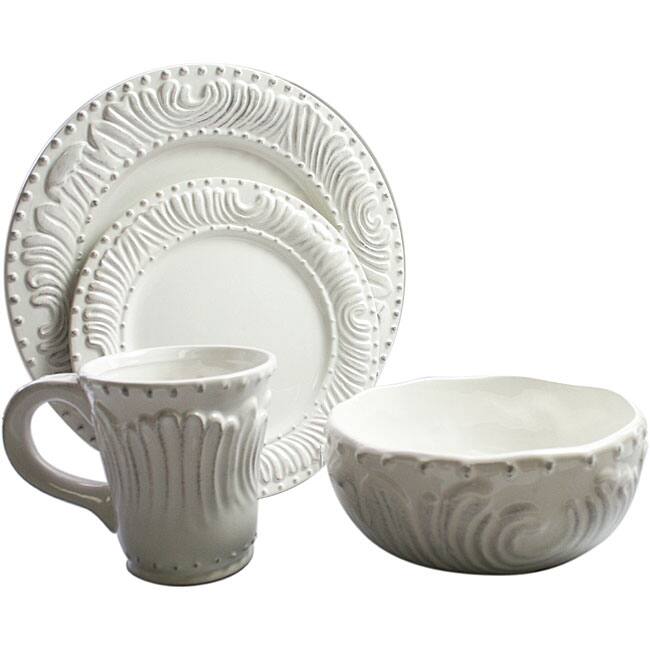 American Atelier 'Bianca' 16-piece Flute and Bead Dinnerware Set