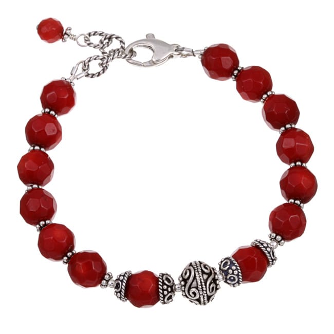 Lola's Jewelry Sterling Silver Red Sea Bamboo Coral Bracelet - Free ...