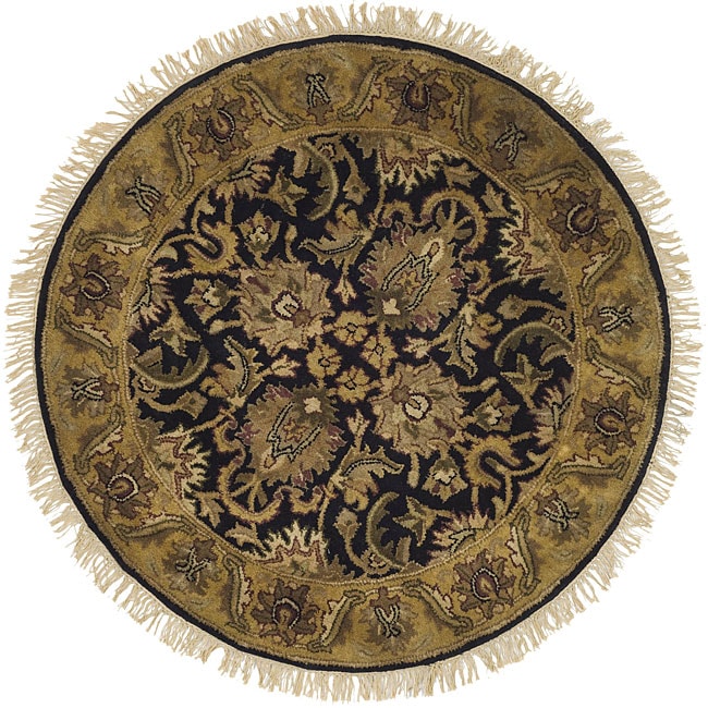 Safavieh Handmade Traditions Black/ Light Brown Wool Rug - 3'6" x 3'6" round