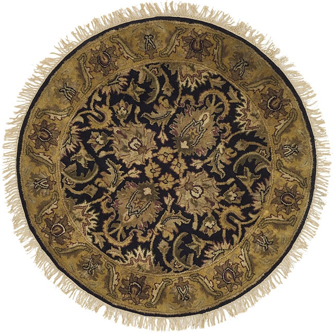 Handmade Traditions Black/ Light Brown Wool Rug (5 Round) Today $129