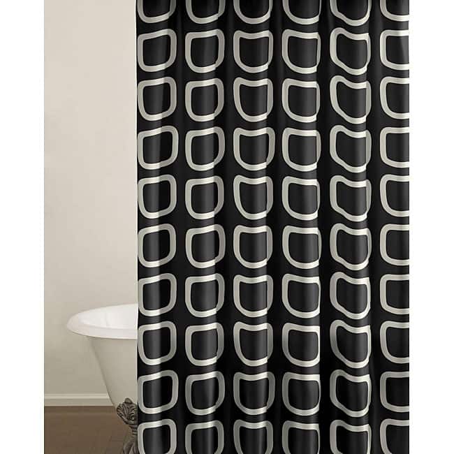 Block Party Black Shower Curtain