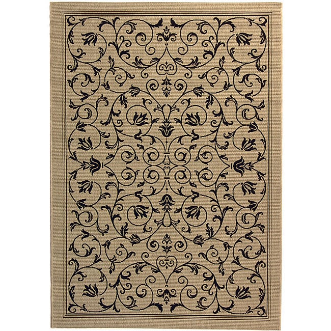 Indoor/ Outdoor Resorts Sand/ Black Rug (710 X 11)