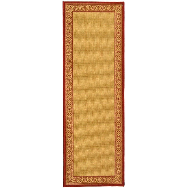 Indoor/ Outdoor Oceanview Natural/ Red Runner (24 x 911)