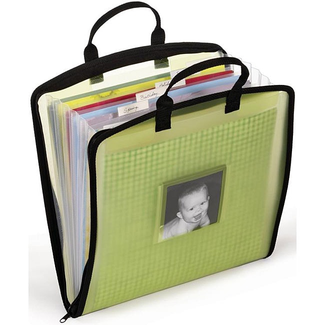 Scrapfolio Photo Window Expandable Green 12x12 inch Storage Case Topsy Turvey Scrapbooking Organizers