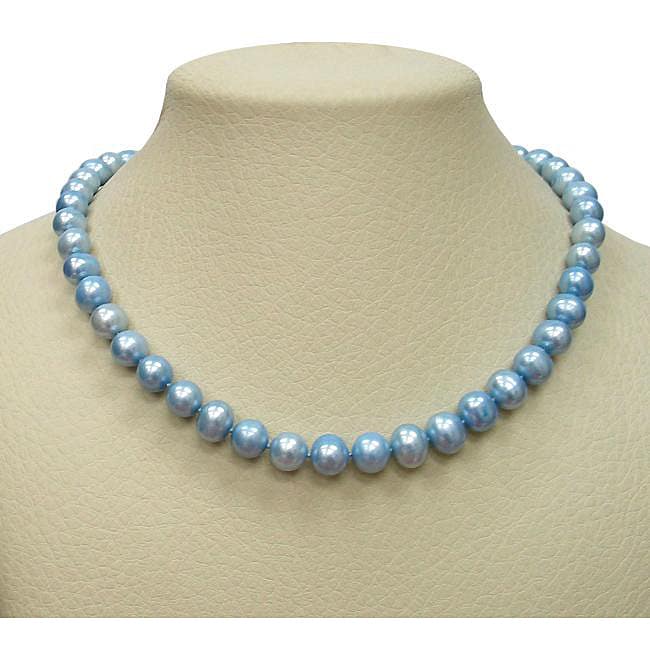 DaVonna Blue Freshwater Pearl 16 inch Strand (9 10 mm 