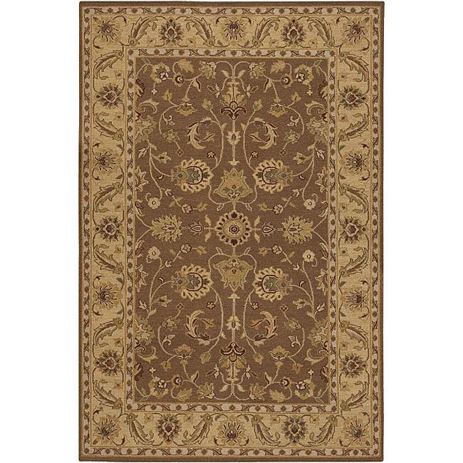 Hand-knotted Mandara Brown New Zealand Wool Rug (7'9 x 10'6)