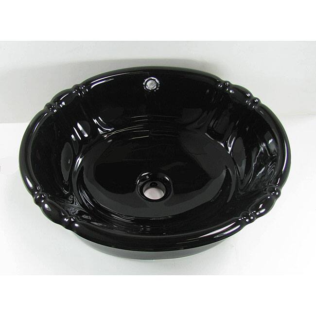 DeNovo Self-Rimming Decorative Porcelain Black Bathroom Sink