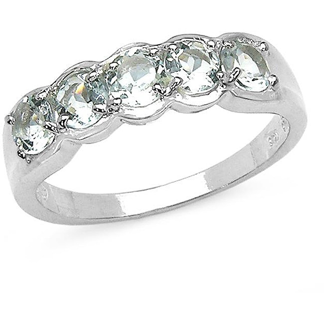 Sterling Silver Aquamarine Flower Ring  