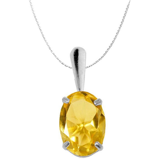 10k White Gold Oval Citrine Necklace  