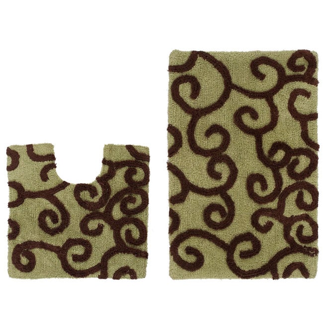 Celebration New Scroll 2 piece Contour And Bath Rug Set