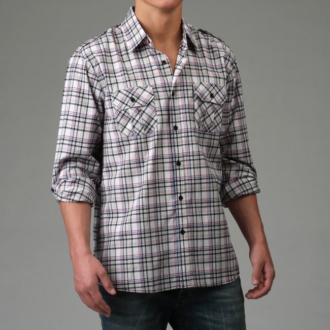 No Retreat Mens Plaid Woven Shirt  