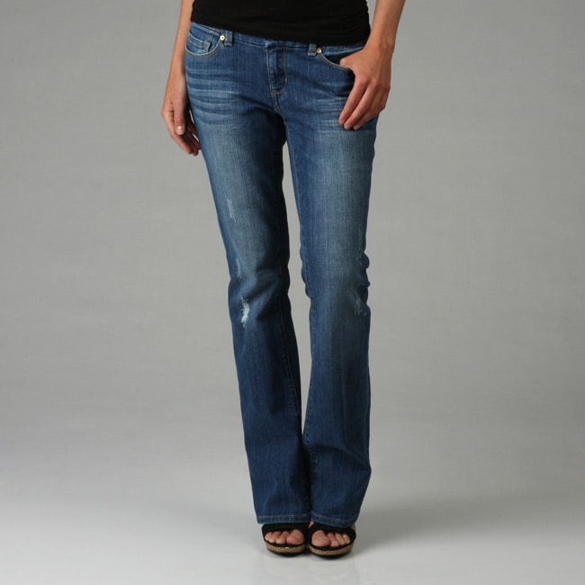 Seven 7 Women's Distressed Bootcut Jeans - 12697947 - Overstock.com ...