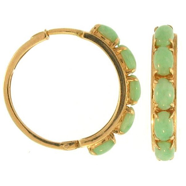 Mason Kay 14k Yellow Gold Green Jadeite Jade Half-hoop Earrings ...