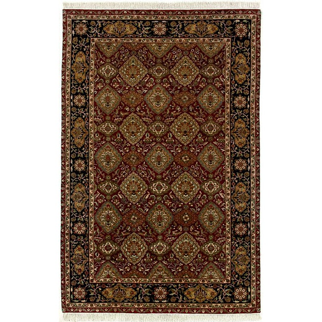 Hand knotted Lavar Burgundy Wool Rug (88 x 25)