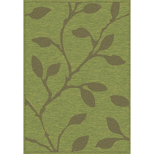 Shop Velvet Green Leaves Rug (7'10 x 10'10) Free Shipping Today