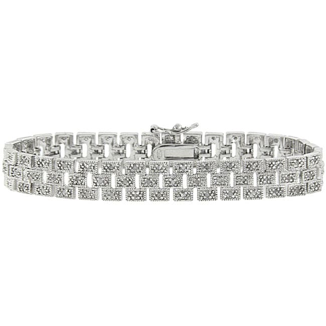 Sterling Silver 1ct TDW Diamond Brick Design Bracelet (J K, I3 