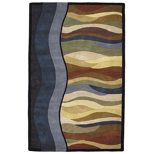 Alliyah Handmade Blue New Zealand Blend Wool Rug - 8' x 10'