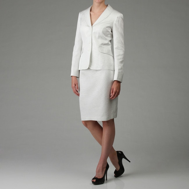 John Meyer Collection Women's Texture Stripe 3-button Skirt Suit - Free ...