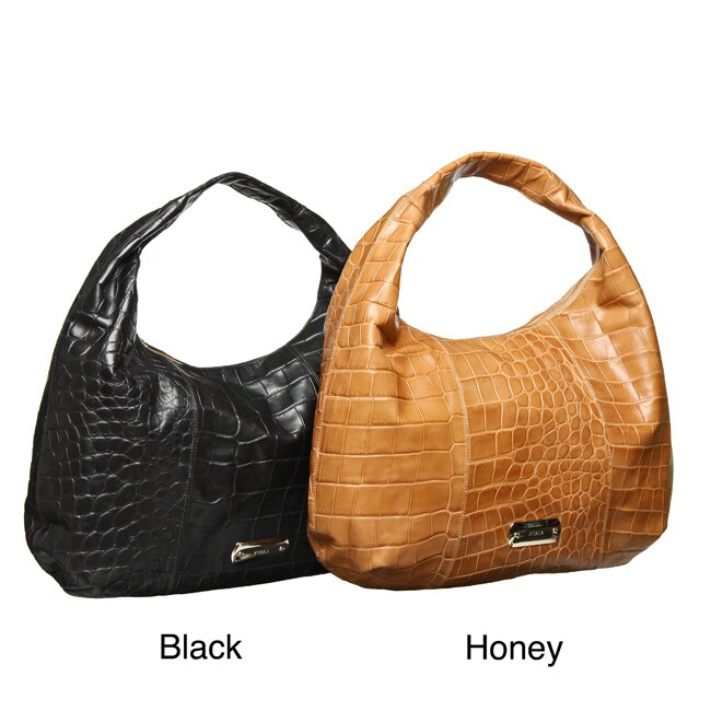 Furla Salmone Sacca Croc Hobo Handbag