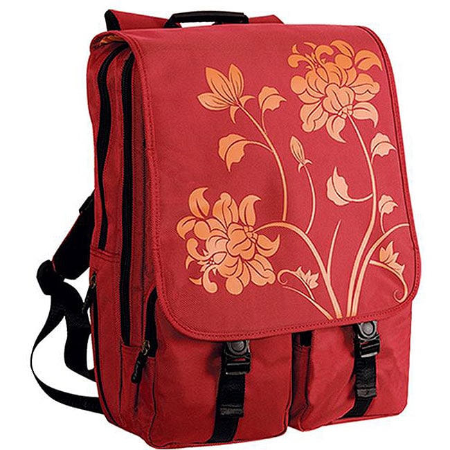 Fuji Depot Red Blossom 17 inch Laptop Backpack  