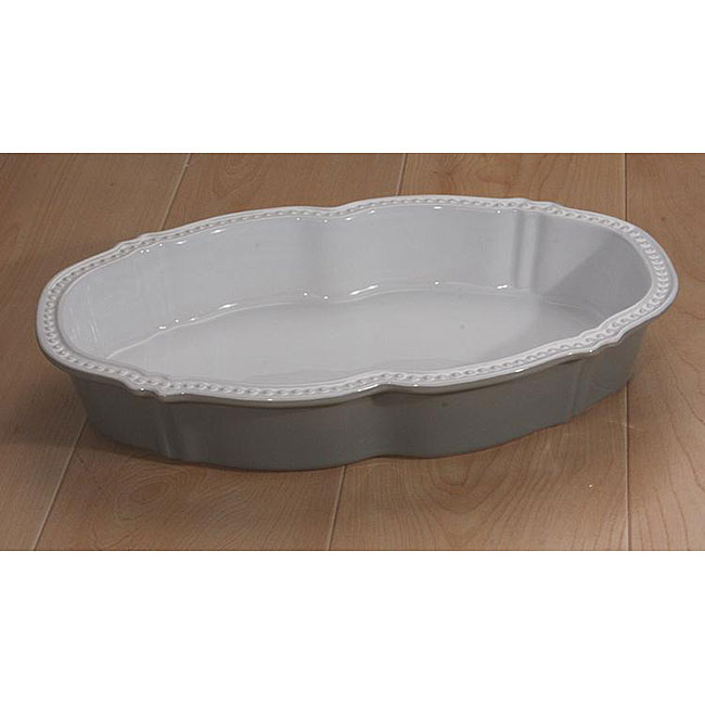 Lorenzo Grey Ceramic 13.5x8 inch Oval Baking Dish