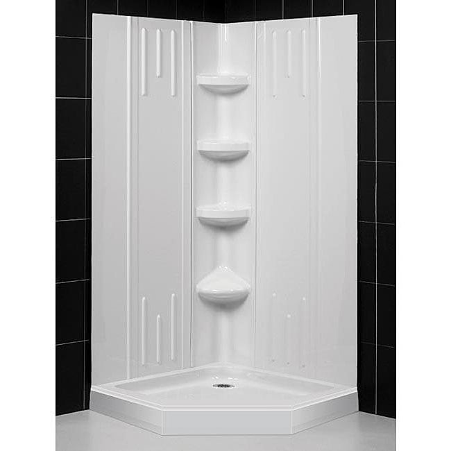 DreamLine Shower Back Wall and NeoAngle 41inch Corner Shower Base
