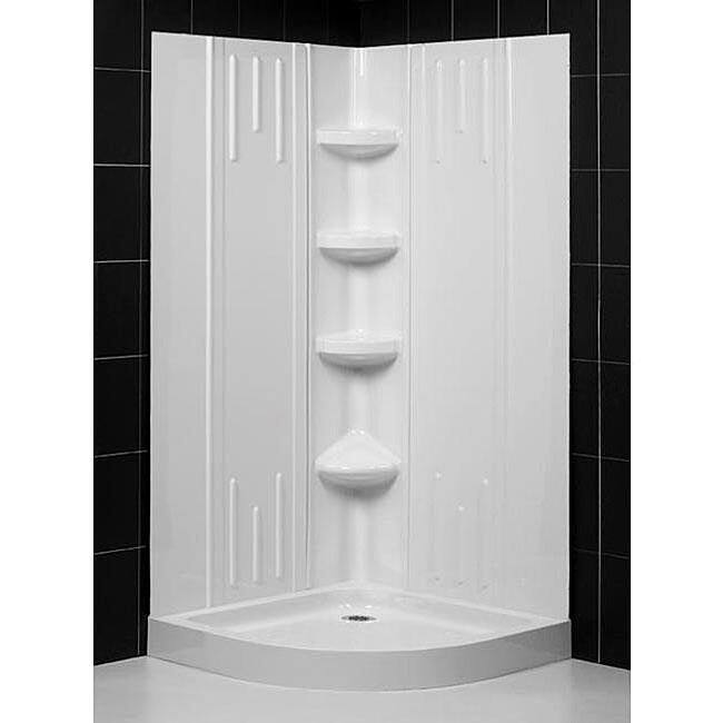 DreamLine Shower Back Wall and Quarter Round 32-inch Shower Tray Combo Kit