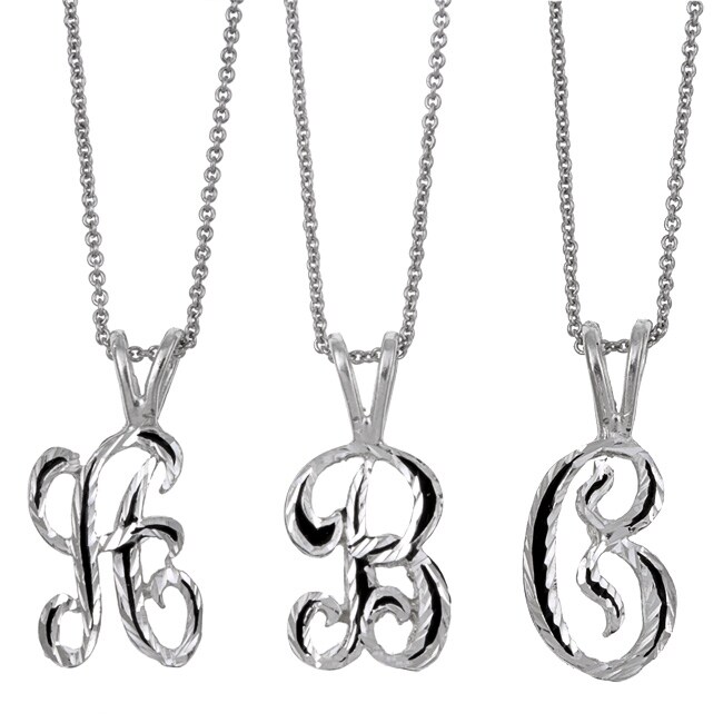 Best in Show Sterling Silver and Enamel Diamond cut Initial Necklace 