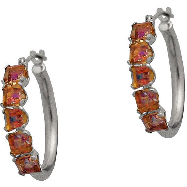 10k White Gold Twilight Mystic Topaz Hoop Earrings Gemstone Earrings