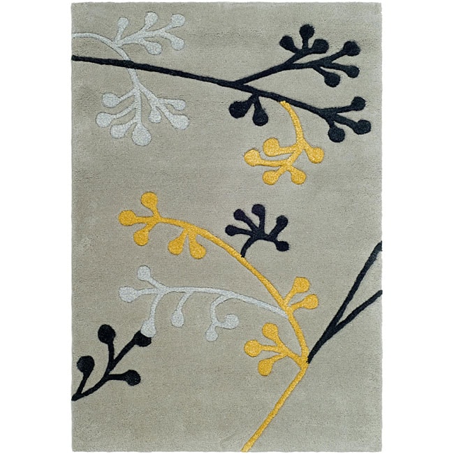 Handmade Soho Golden Vine Grey New Zealand Wool Rug (2 X 3)