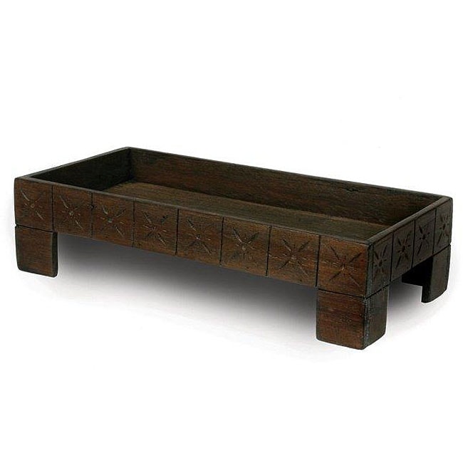 Enrico Teak Rectangular High Accented Tray  