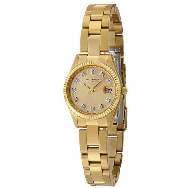 Wittnauer Women's Premium Gold Plated Diamond Watch - Free Shipping ...
