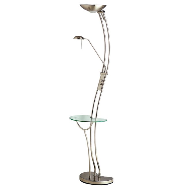 Modern Nickel Torchiere Floor Lamp/ Table  