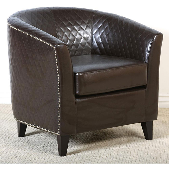 Mia Brown Bonded Leather Quilted Club Chair Free Shipping Today 12742455