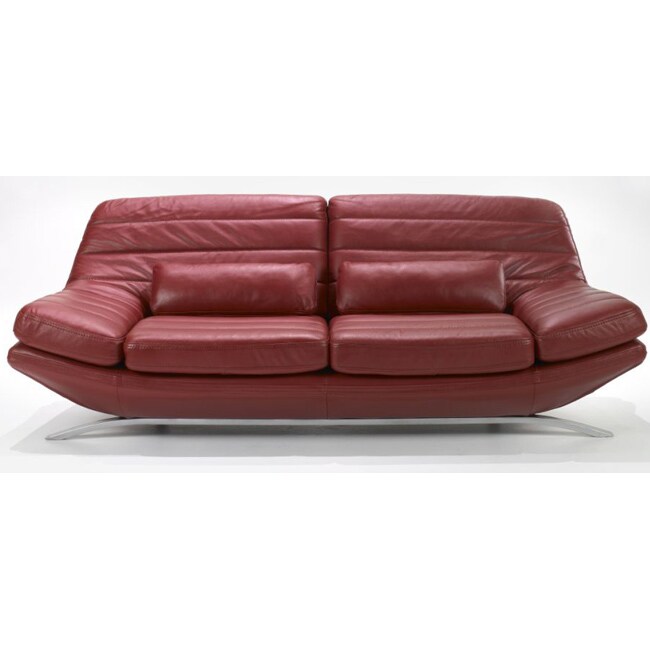 Contemporary Red Leather Sofa - Free Shipping Today - Overstock.com - 12744567