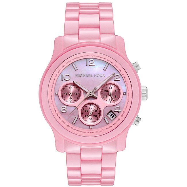 Shop Michael Kors Women's Pink Ceramic Chronograph Watch - Free ...