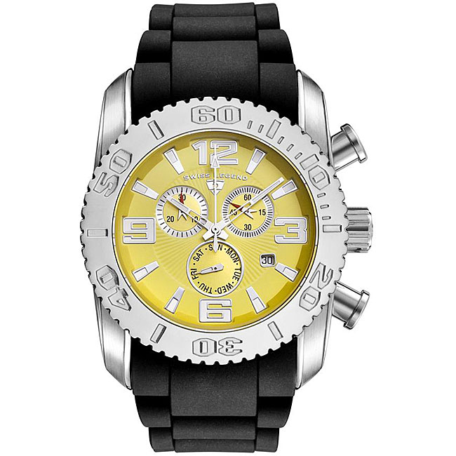 Swiss Legend Mens Steel Commander Yellow Dial Chronograph Watch