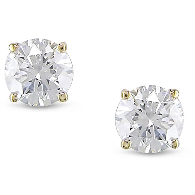 14k Yellow Gold 3/4ct TDW Diamond Solitaire Earrings (G H, VS2) MSRP 