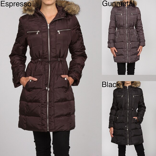 michael michael kors down jacket with faux fur hood