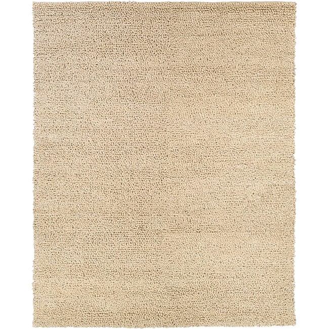 Hand woven Beige Shag Wool Rug (8 x 106)