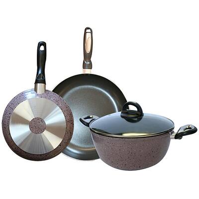 Alpine Cuisine 4-piece Pink Speckled Cast Aluminum Non-Stick Cookware Set
