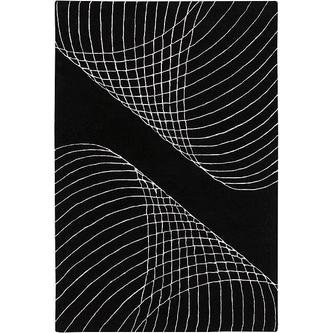 Hand-tufted Mandara Black Wool Rug (9' x 13')