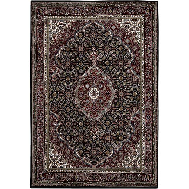 Hand-knotted Mandara Burgundy Wool Rug (9' x 13')