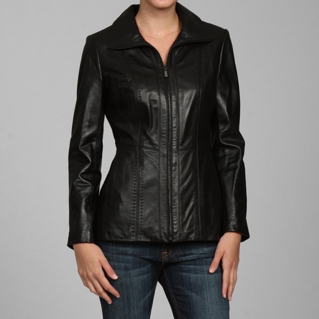 Jones New York Women's Leather Multi-stitched Jacket - Free Shipping ...