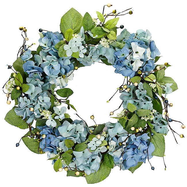 Large Blue Silk Hydrangea Wreath - Free Shipping On Orders Over $45 ...