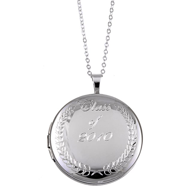 Sterling Silver Engraved Class of 2010 Round Locket Necklace