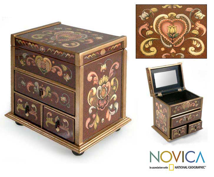 Painted Glass Wine and Flowers Jewelry Box (Peru) Today $82.99 5.0